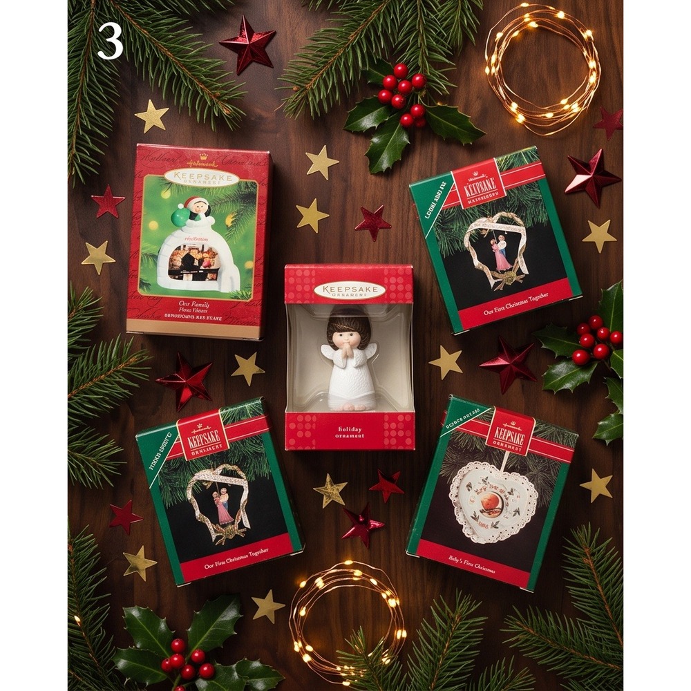 Hallmark Keepsake Ornaments Lot 5 Vintage 1990s 2000 Photo Holder Angel Y2K